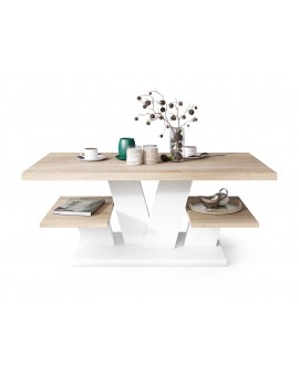 VIVA MAT Sonoma eik/Wit - MODERNE KOFFIE TAFEL MET SCHAPPEN