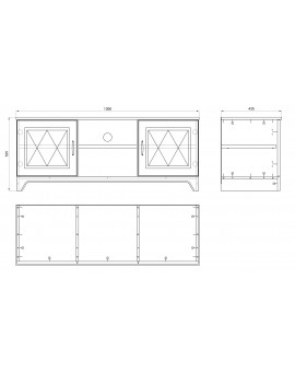 Televisiekast PROVENZA D2 Steen Eik/Wit Mat - TV-TAFEL VOOR RETRO WOONKAMER