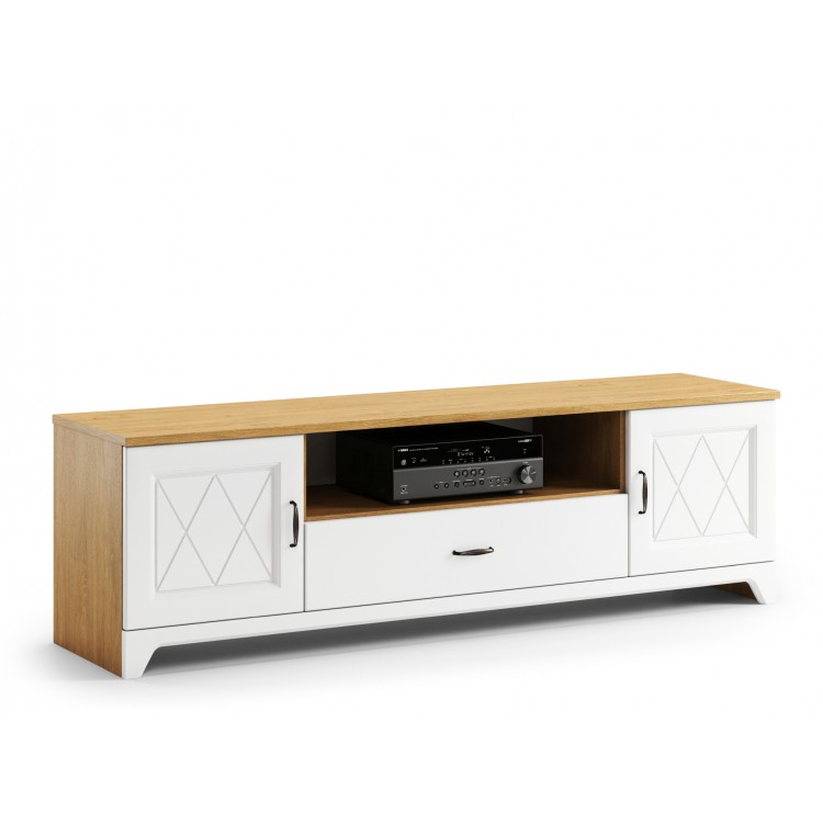 Televisiekast PROVENZA D2SZ1 Steen Eik/Wit Mat - TV TAFEL VOOR RETRO WOONKAMER Televisiekast PROVENZA D2SZ1 Steen Eik/Wit Mat - TV TAFEL VOOR RETRO WOONKAMER