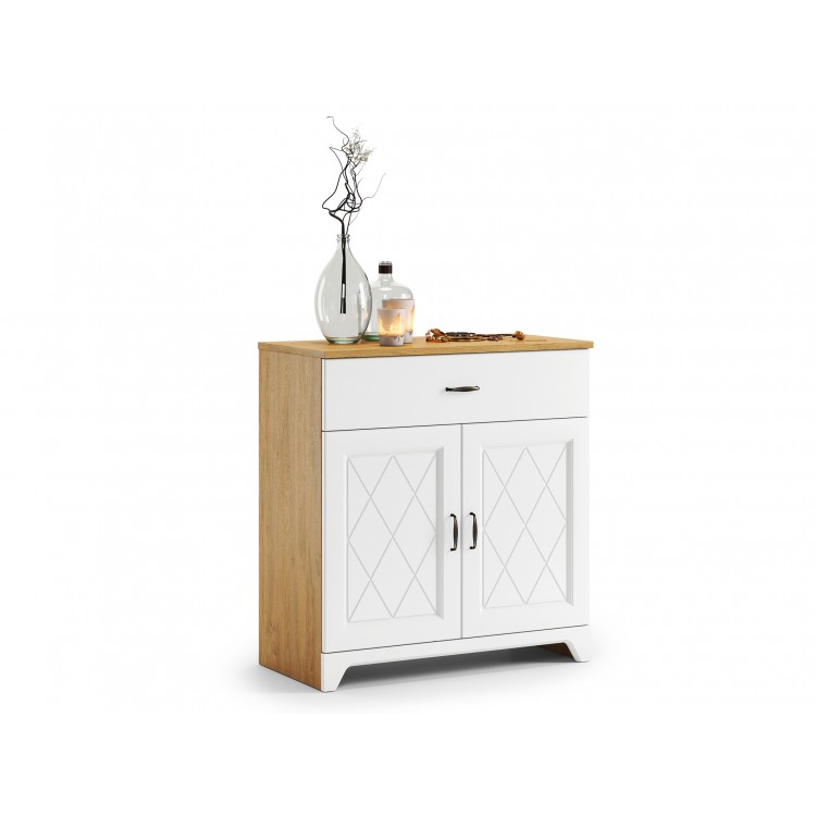 Ladekast PROVENZA KD2SZ1 Steen Eik/Wit Mat - RETRO ONDERKAST MET GROTE LADE Ladekast PROVENZA KD2SZ1 Steen Eik/Wit Mat - RETRO ONDERKAST MET GROTE LADE
