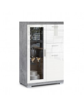 Komoda SIMPLE KWD3SZ1 beton / bílý lesk