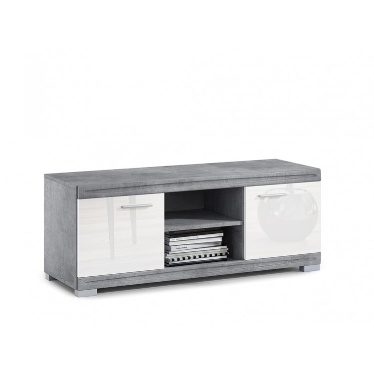 Televisiekast (TV) SIMPLE D2 BETON / WIT GLANS Televisiekast (TV) SIMPLE D2 BETON / WIT GLANS