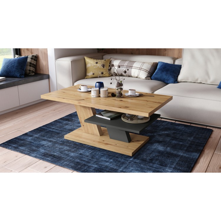 CLIFF gouden eiken / antraciet, salontafel
