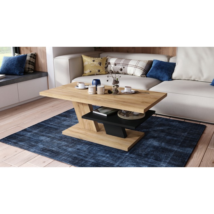 CLIFF gouden eiken / zwart, salontafel CLIFF gouden eiken / zwart, salontafel