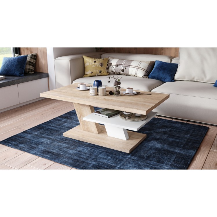 CLIFF sonoma eiken / wit, salontafel CLIFF sonoma eiken / wit, salontafel