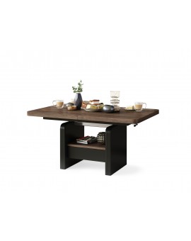 LEXUS verrijdbare koffietafel, met heffunctie, eik bruin / zwart mat
