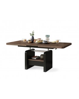 LEXUS verrijdbare koffietafel, met heffunctie, eik bruin / zwart mat