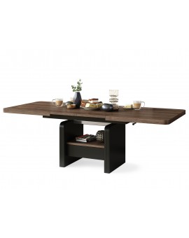 LEXUS verrijdbare koffietafel, met heffunctie, eik bruin / zwart mat