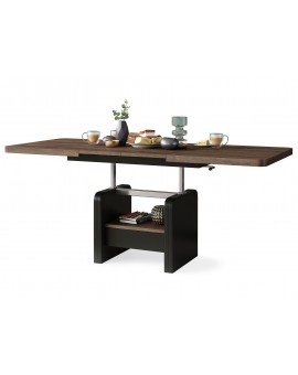LEXUS verrijdbare koffietafel, met heffunctie, eik bruin / zwart mat