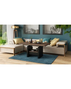 LEXUS verrijdbare koffietafel, met heffunctie, eik bruin / zwart mat