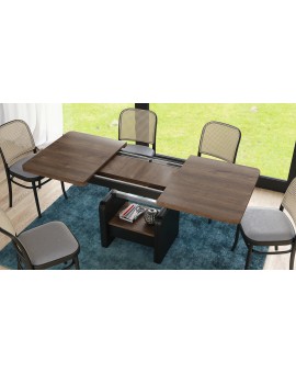LEXUS verrijdbare koffietafel, met heffunctie, eik bruin / zwart mat