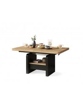 LEXUS verrijdbare koffietafel, met heffunctie, gouden eik / zwart mat
