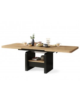 LEXUS verrijdbare koffietafel, met heffunctie, gouden eik / zwart mat