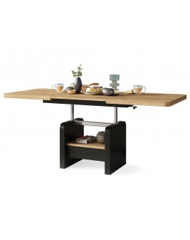 LEXUS verrijdbare koffietafel, met heffunctie, gouden eik / zwart mat