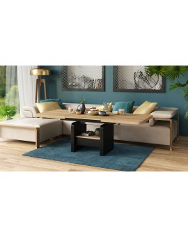 LEXUS verrijdbare koffietafel, met heffunctie, gouden eik / zwart mat