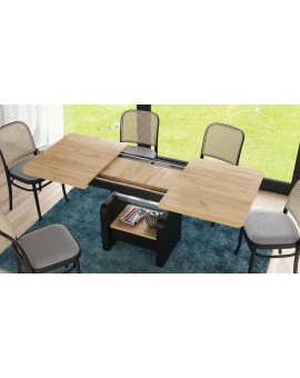 LEXUS verrijdbare koffietafel, met heffunctie, gouden eik / zwart mat