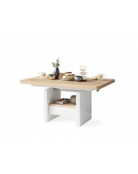 LEXUS verrijdbare koffietafel, met heffunctie sonoma, eik / wit mat