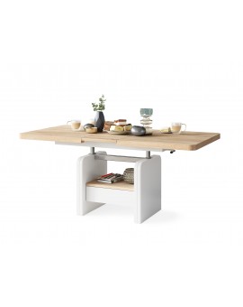 LEXUS verrijdbare koffietafel, met heffunctie sonoma, eik / wit mat