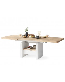 LEXUS verrijdbare koffietafel, met heffunctie sonoma, eik / wit mat