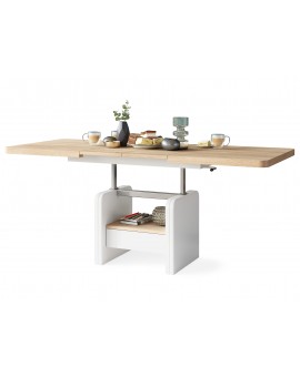 LEXUS verrijdbare koffietafel, met heffunctie sonoma, eik / wit mat