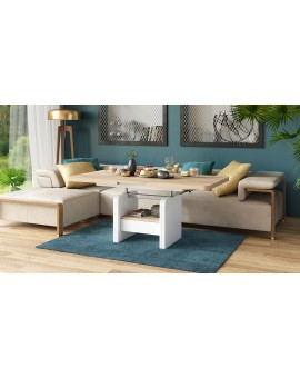 LEXUS verrijdbare koffietafel, met heffunctie sonoma, eik / wit mat