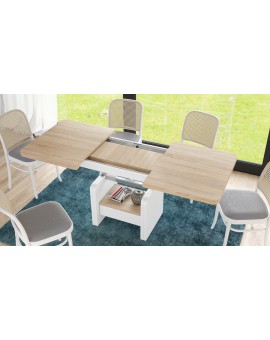 LEXUS verrijdbare koffietafel, met heffunctie sonoma, eik / wit mat