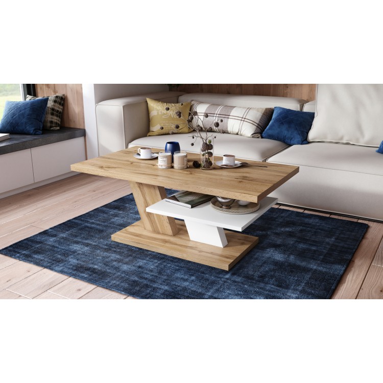 CLIFF votan eiken / wit, salontafel