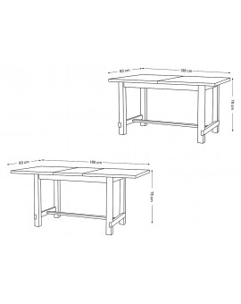 RANDAL Sonoma Eik / Wit, RETRO UITSCHUIFBARE TAFEL