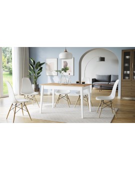 TIVO Votan Eik / Wit RETRO UITSCHUIFBARE TAFEL