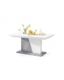 NOBLE NOIR Bílý Mat/Beton Millenium - ROZKLÁDANÝ STŮL DO 218 cm, pro 8, 10 osob.