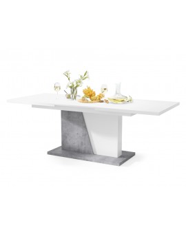 NOBLE NOIR Bílý Mat/Beton Millenium - ROZKLÁDANÝ STŮL DO 218 cm, pro 8, 10 osob.
