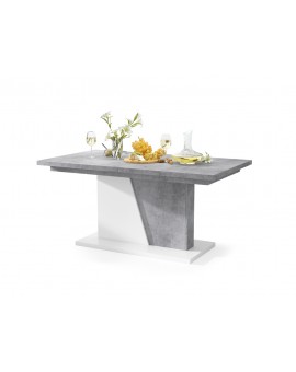 NOBLE NOIR Millenium Beton/Wit mat – uitschuifbare tafel tot 218 cm, voor 8, 10 personen.