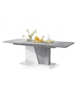 NOBLE NOIR Beton Millenium/Bílý Mat - ROZKLÁDANÝ STŮL DO 218 cm, pro 8, 10 osob.