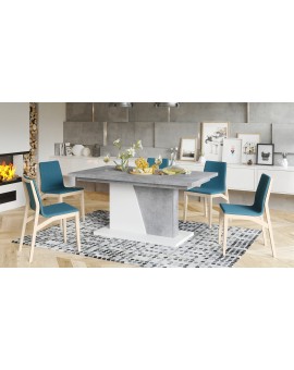 NOBLE NOIR Millenium Beton/Wit mat – uitschuifbare tafel tot 218 cm, voor 8, 10 personen.
