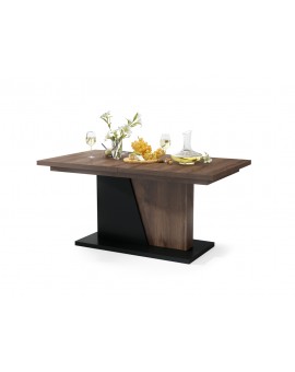 NOBLE NOIR Eik bruin/zwart mat – uitschuifbare tafel tot 218 cm, voor 8, 10 personen.
