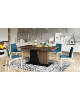 NOBLE NOIR Eik bruin/zwart mat – uitschuifbare tafel tot 218 cm, voor 8, 10 personen.