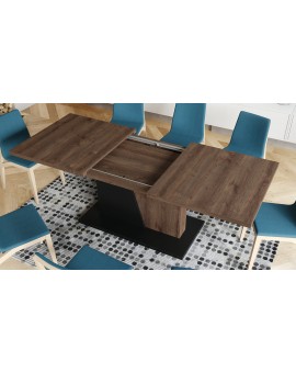 NOBLE NOIR Eik bruin/zwart mat – uitschuifbare tafel tot 218 cm, voor 8, 10 personen.