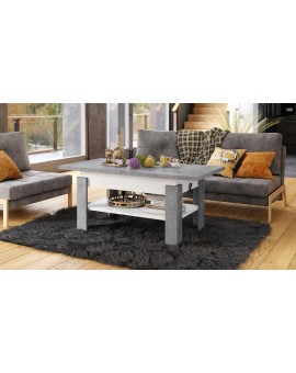 RIO Millenium Beton/Wit Mat - KOFFIETAFEL, UITSCHUIFBAAR MET HEFFUNCTIE VOOR HET TAFELBLAD