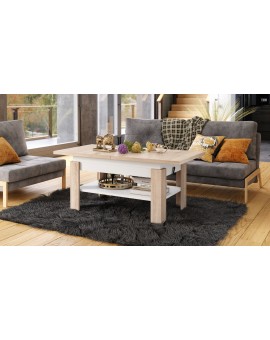 RIO Sonoma Eik/Wit Mat - KOFFIETAFEL, UITSCHUIFBAAR MET HEFFUNCTIE VOOR HET TAFELBLAD