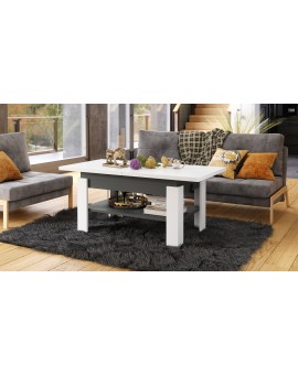 RIO Wit Mat/Antraciet (Donkergrijs) - KOFFIETAFEL, UITSCHUIFBAAR MET HEFFUNCTIE VOOR HET TAFELBLAD