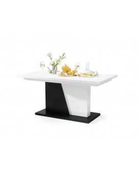 NOBLE NOIR Wit mat/Zwart mat – uitschuifbare tafel tot 218 cm, voor 8, 10 personen.