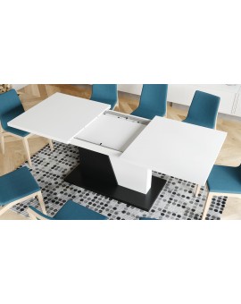 NOBLE NOIR Wit mat/Zwart mat – uitschuifbare tafel tot 218 cm, voor 8, 10 personen.