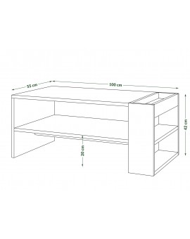 NEFRI Eik Bruin/Zwart Mat - MODERNE KOFFIETAFEL MET LEGPLANK