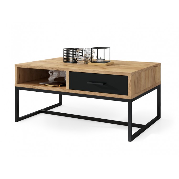 NYX Eik Ambacht Goud/Zwart Mat - MODERNE KOFFIETAFEL MET LA, LOFT NYX Eik Ambacht Goud/Zwart Mat - MODERNE KOFFIETAFEL MET LA, LOFT
