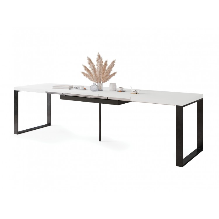 AVARI Wit Mat - LOFT TAFEL VOOR WOONKAMER/EETKAMER UITKLAPBAAR TOT  290 cm!