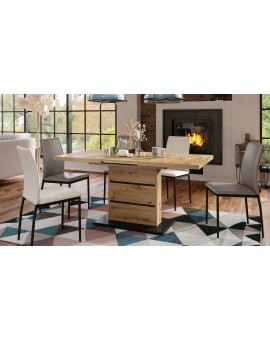 PIANO eiken artisan / zwart mat - moderne uitschuifbare tafel tot 200 cm