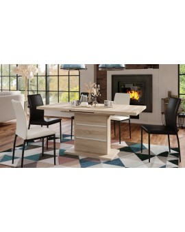 PIANO eiken sonoma / witte inzetstukken - moderne uitschuifbare tafel tot 200 cm