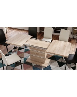 PIANO eiken sonoma / witte inzetstukken - moderne uitschuifbare tafel tot 200 cm