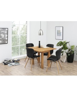 stoel ALTEA eco-leer zwart / poten naturel eik - modern voor woonkamer / eetkamer