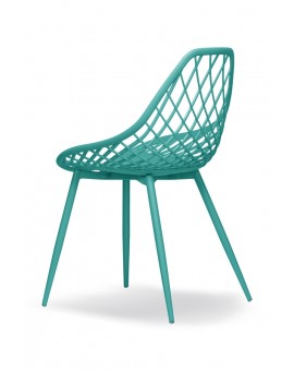 LUGO stoel turquoise - modern, opengewerkt, voor keuken / tuin / café